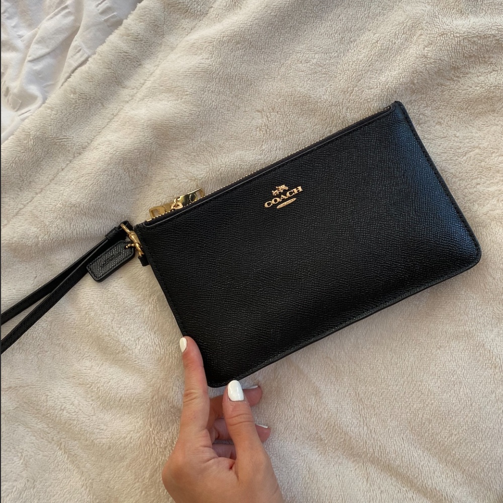 Coach Black Leather Wristlet